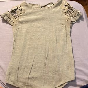 Casual long olive green top- detailed sleeve